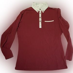Men’s burgundy long sleeve polo